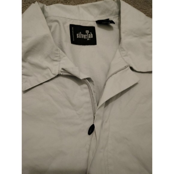 Levi's SilverTab Button Shirt White/Beige Short Sleeve Men XL Hidden Pocket - Picture 2 of 9